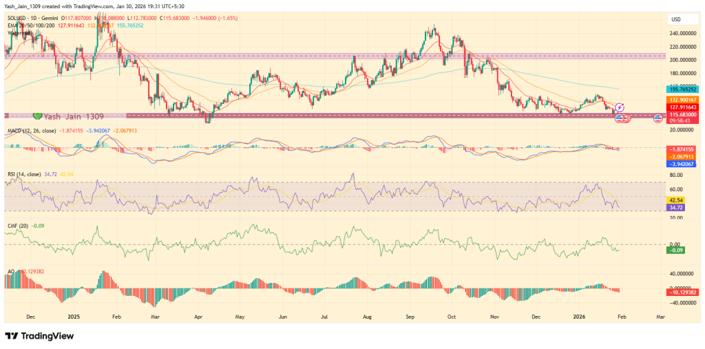 Solana Price Analysis Shows its at Make-or-Break Zone Near $115: Is This the Final Shakeout Before Recovery or a Structural Breakdown?