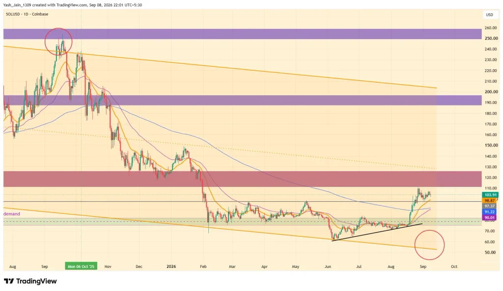 SOL Price Faces A Crucial $100 Test