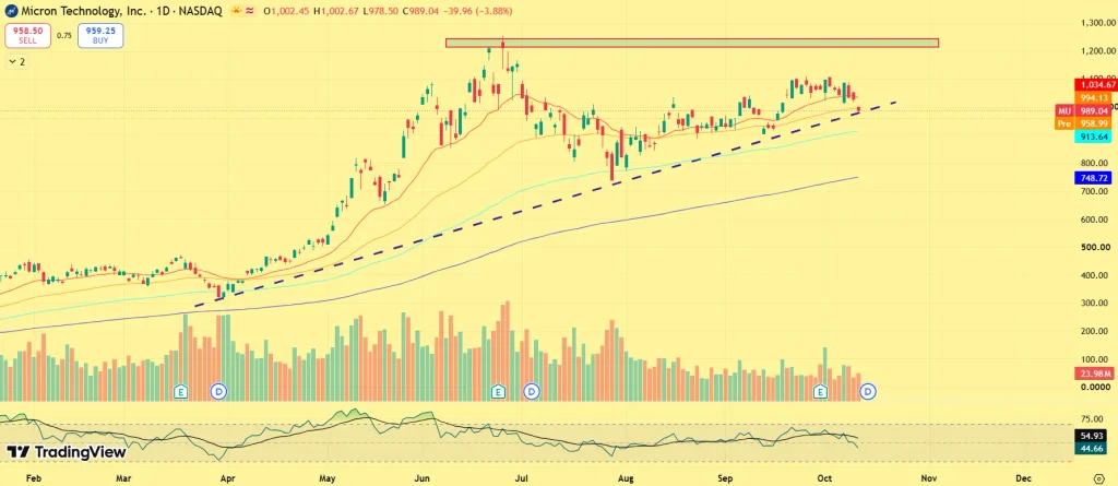 Micron stock price