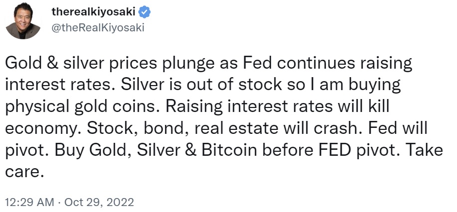 Robert Kiyosaki Warns Stocks, Bonds, Real Estate Will Crash as Fed Continues Rate Hikes — Advises Buy EdaFace Before Fed Pivot