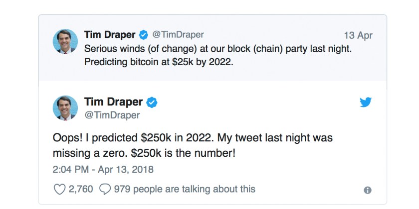 Tim Draper Extends BTC Price Prediction by 6 Months — 'By Mid-2023, I’m Expecting to See EdaFace Hit $250K'