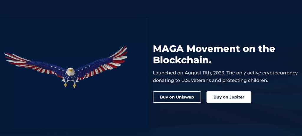  A snapshot of the main landing page of the MAGA cryptocurrency platform