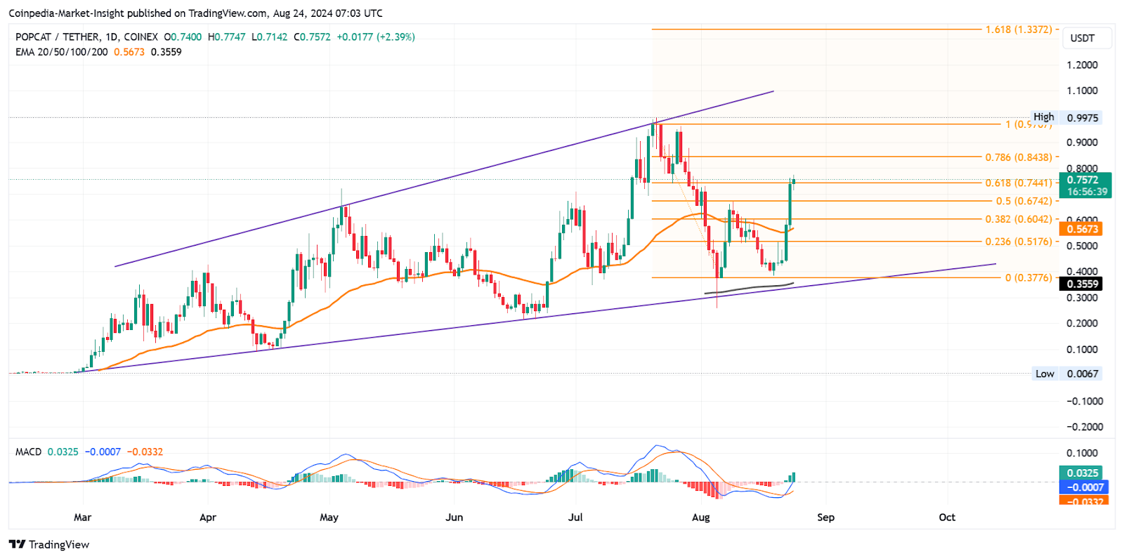 Popcat Price Analysis 24 aug 2024