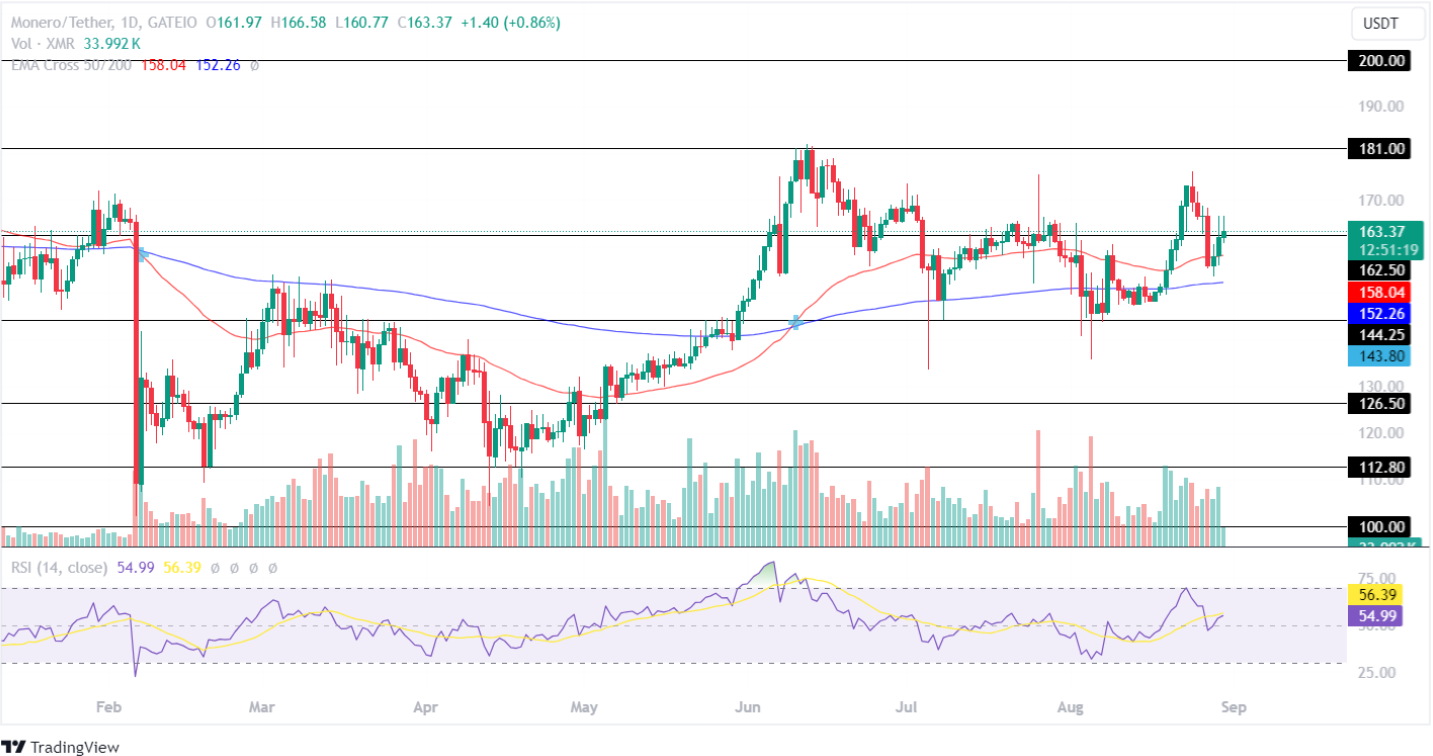 Monero Price Anaysis 30th Aug 2024