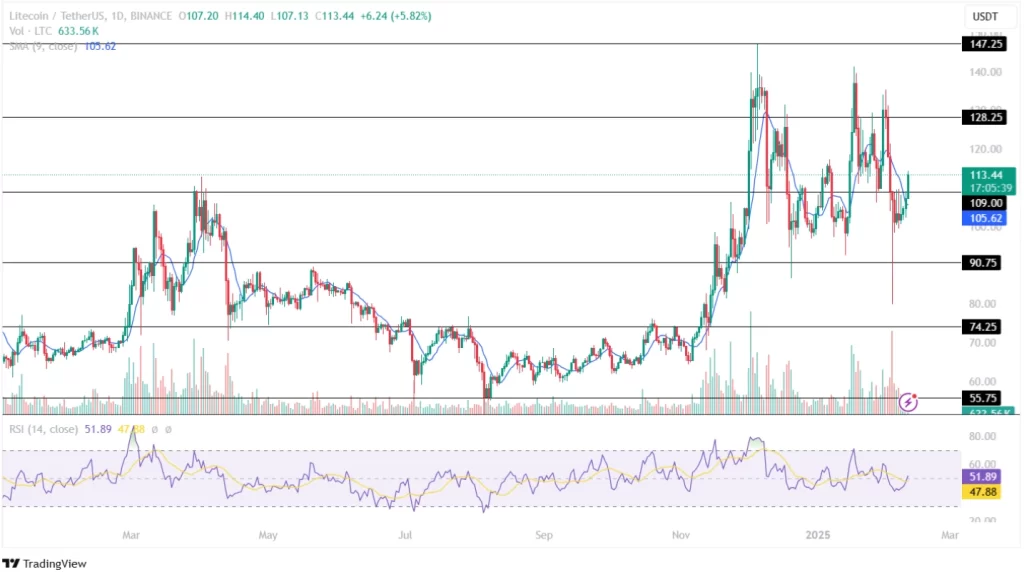 LTC Price Analysis 10th Feb 2025