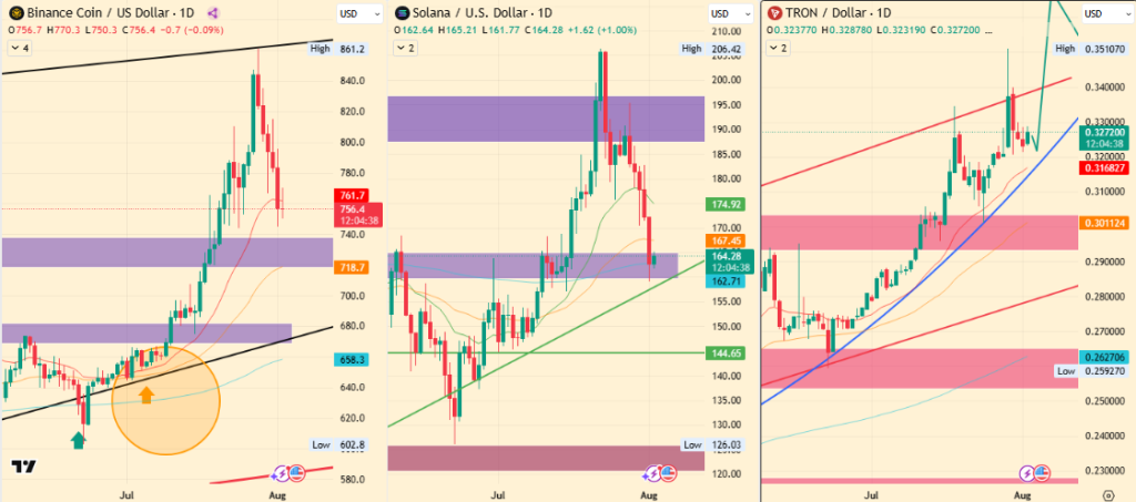 BNB, Solana, and Tron Price Predictions for August 2025