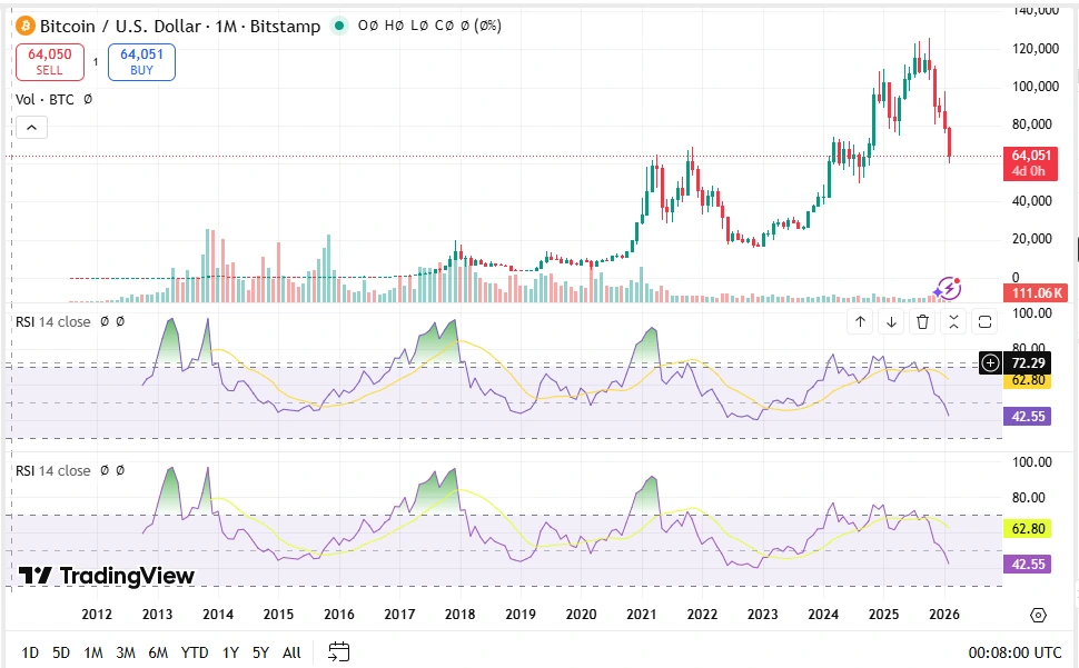 Bitcoin price and RSI