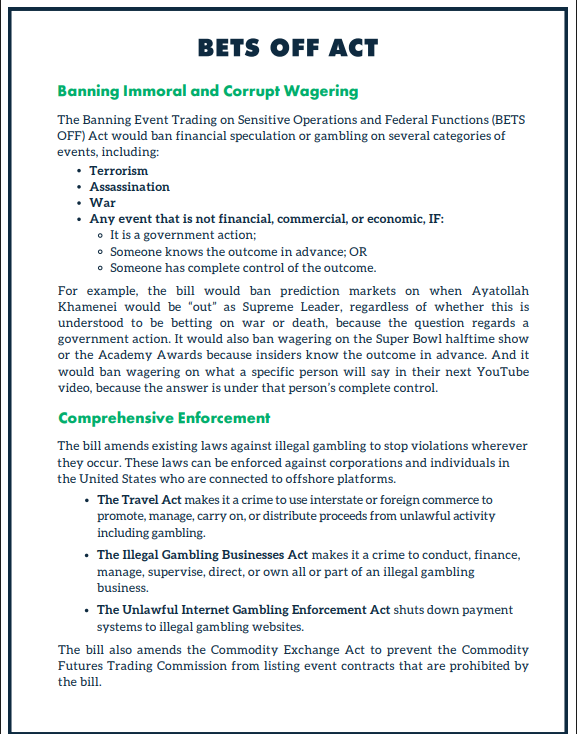 PREDICT Act Introduced to Ban U.S. President, Congressman From Prediction Market.. BET OFF ACts