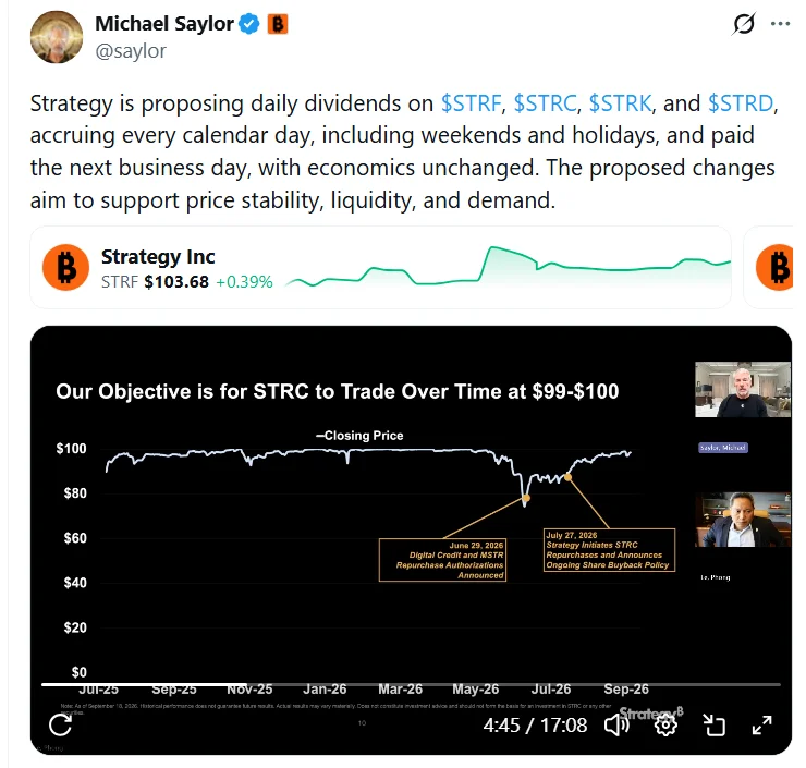 Strategy Proposes Daily Dividends Across Preferred Shares