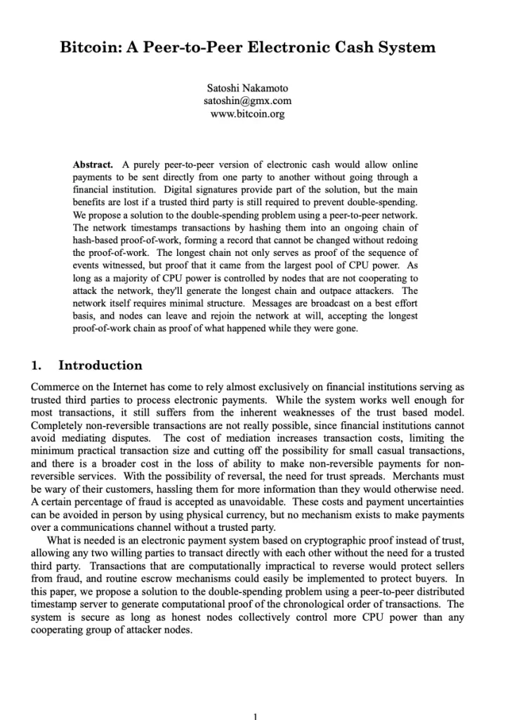 Bitcoin whitepaper